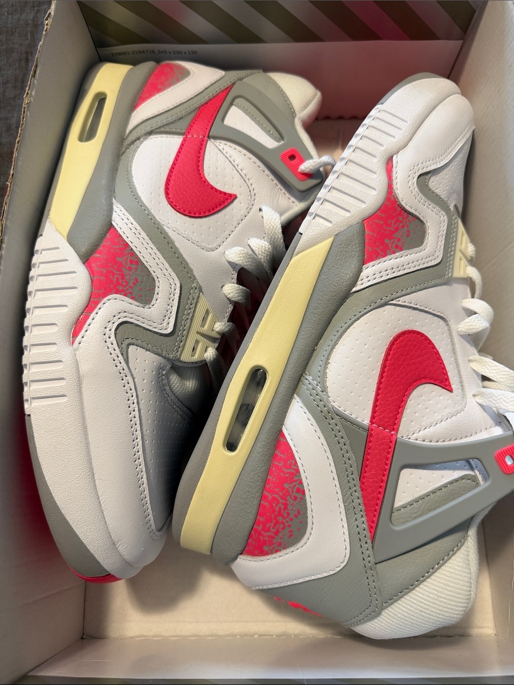 Nike White, Gray & Hot Pink Retro Basketball Sneakers